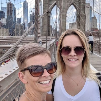 My daughter and I enjoying all of the sites in New York City